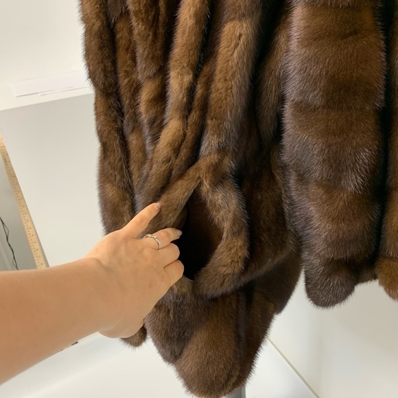 Manakas Frankfurt Germany Genuine Natural Mink brown Fur Coat Sz 44 US XL - Picture 16 of 17